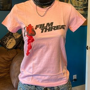 Pink, Bloody, I Heart Film Threat Tee